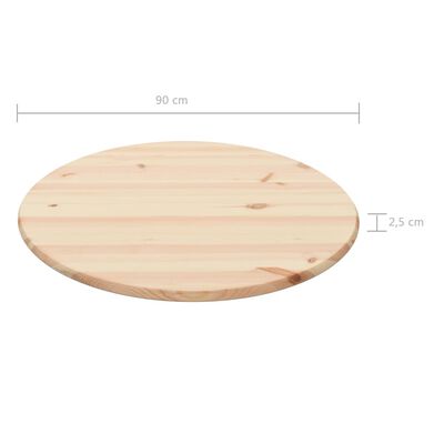 vidaXL Površina za mizo naravna borovina okrogla 25 mm 90 cm