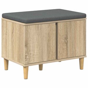 vidaXL Haldna klop z blazino z vrati Sonoma hrast 60 x 38 x 46 cm