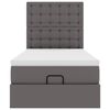 vidaXL Otomanski posteljni z vzmetnico siv 90x200 cm um. usnje
