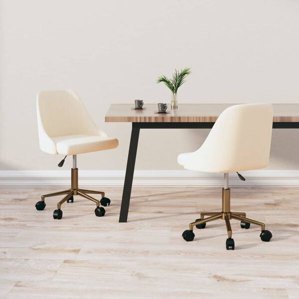 vidaXL Vrtljiv jedilni stol 2 kosa krem žamet