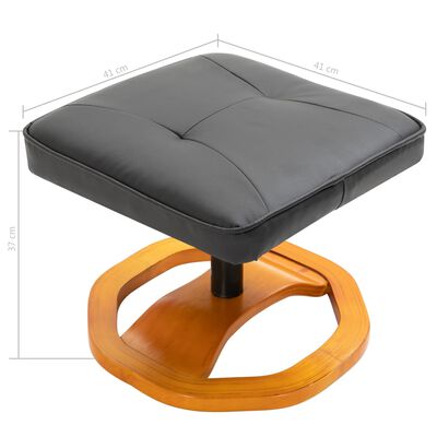 vidaXL Vrtljiv TV fotelj s stolčkom za noge umetno usnje črn