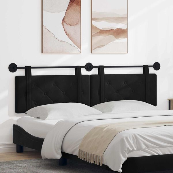 vidaXL Visoki naslon za glavo Črna 190 x 55 x 5 cm Žamet