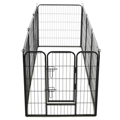 vidaXL Ograda za pse z 8 jeklenimi paneli 80x80 cm črne barve