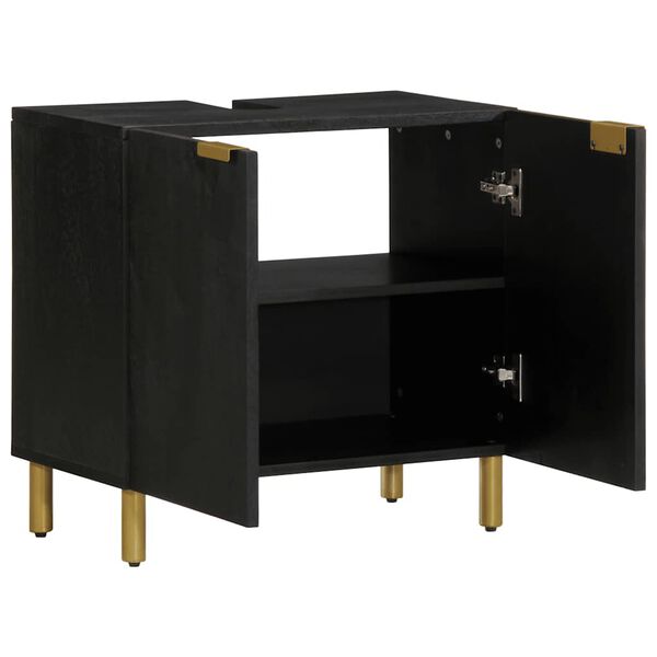 vidaXL Kopalni&scaron;ka omara za umivalnik črna 62x33x58 cm inženirski les