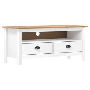 vidaXL TV omarica Hill bela 110x40x47 cm trdna borovina