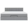vidaXL Otomanska postelja z vzmetnico siv 160x200 cm blago