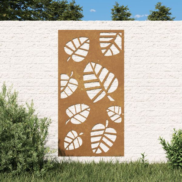 vidaXL Vrtna stenska dekoracija 105x55 cm corten jeklo drevo