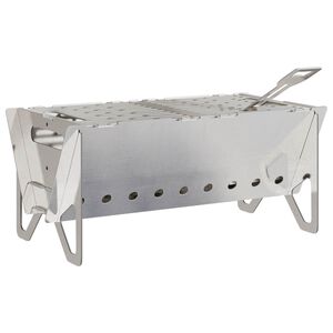 vidaXL Kamperski ogenj 42 x 22 x 18 cm Nerjaveče jeklo Srebrna