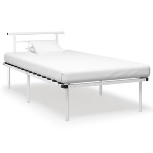 vidaXL Posteljni okvir bel kovinski 100x200 cm