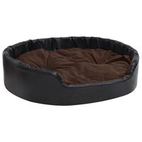 vidaXL Pasja postelja črna in rjava 99x89x21 cm pliš in umetno usnje
