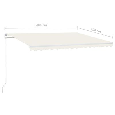 vidaXL Ročno zložljiva tenda 400x350 cm krem
