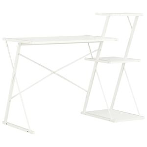 vidaXL Pisalna miza s polico bela 116x50x93 cm