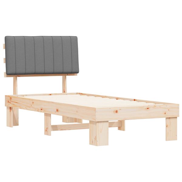 vidaXL Posteljni okvir z oblazinjenim vzglavjem Svetlo siva