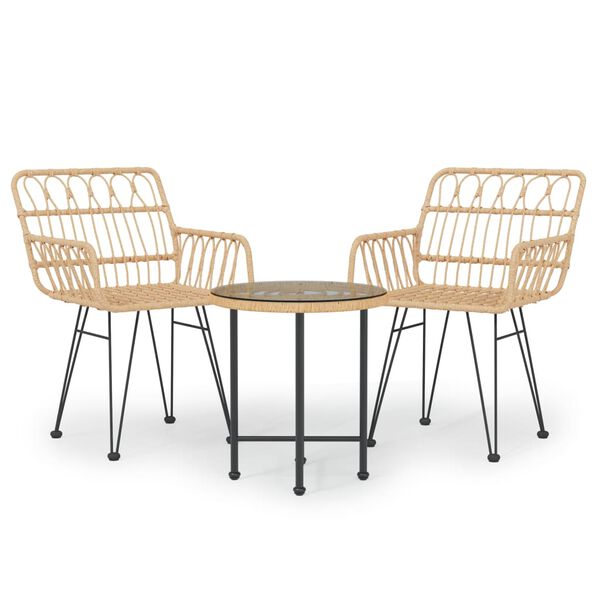 vidaXL Vrtna jedilna garnitura 3-delna poli ratan