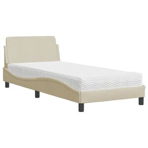 vidaXL Postelja z vzmetnico Dover krem 80x200 cm blago