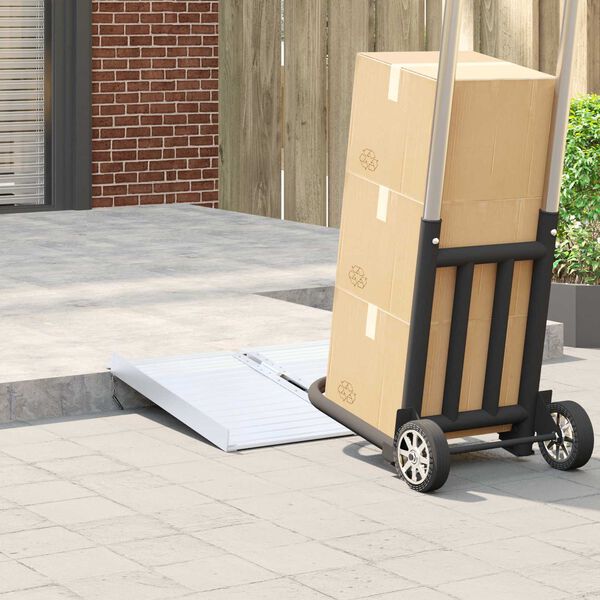 vidaXL Ramp za invalidska vozička srebrna 62 x 73 x 5 cm Aluminij