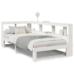 vidaXL Knjižna postelja brez vzmetnice bela 75x190 cm trdna borovina