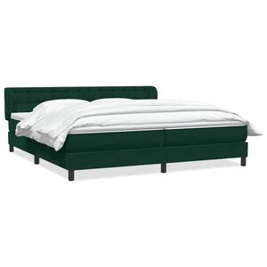 vidaXL Boxspring postelja z vzmetnicami temno zelena 180x220 cm žamet