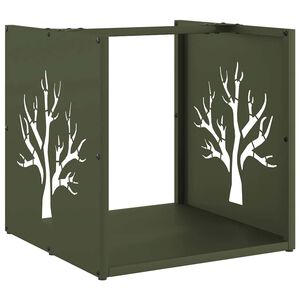 vidaXL Stojalo za drva olivno zelena 40x40x40 cm hladno valjano jeklo