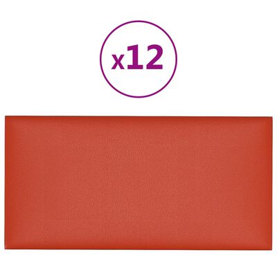 vidaXL Stenski paneli 12 kosov rdeči 30x15 cm umetno usnje 0,54 m²