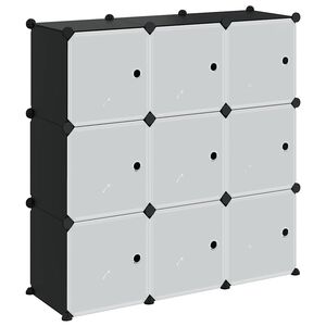 vidaXL Organizator za shranjevanje kock z 9 kockami in vrati Black PP