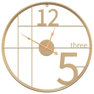 vidaXL Stenska ura zlata Ø50 cm železo