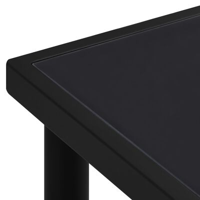 vidaXL Vrtna miza s stekleno površino črna 150x90x74 cm jeklo