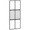 vidaXL Drsna vrata črna 90x205 cm kaljeno steklo in aluminij