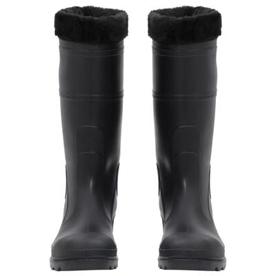 vidaXL Dežni škornji z odstranljivimi nogavicami črni velikost 42 PVC