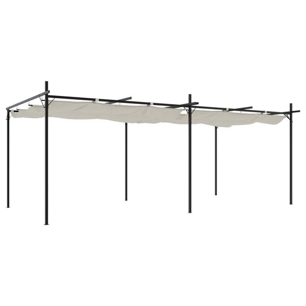 vidaXL Pergola s pomično streho krem 589x292x230 cm