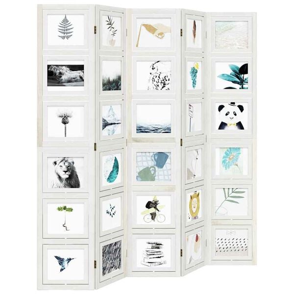 vidaXL Paravan 5-delni bel trden les pavlovnije