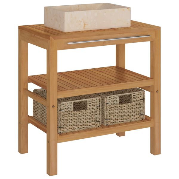 vidaXL Kopalni&scaron;ka omarica z umivalnikom iz krem marmorja