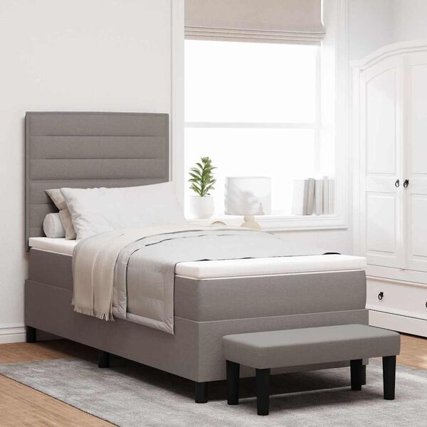 vidaXL Postelja z vzmetnico z vzmetnico Taupe 90 x 200 cm blago