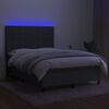 vidaXL Box spring postelja z vzmetnico LED temno siva 140x190 cm blago
