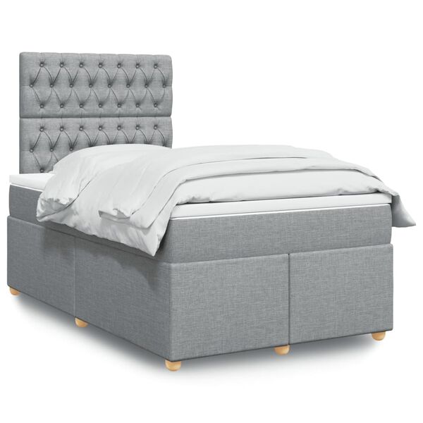 vidaXL Boxspring postelja z vzmetnico svetlo siva 120x190 cm blago