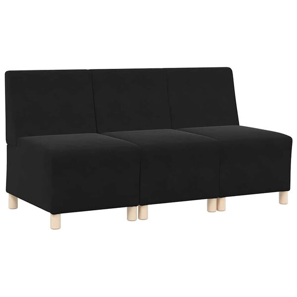 vidaXL Modularna sofa enota brez naslonov 3 pcs Črna 55 x 74 x 82 cm