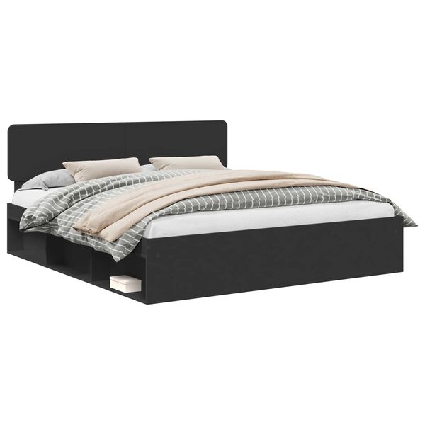 vidaXL Konstrukcija postelje Črna 200 x 200 cm Masivno borovo les