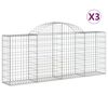 vidaXL Obokane gabion ko&scaron;are 3 kosi 200x30x80/100 cm pocinkano železo