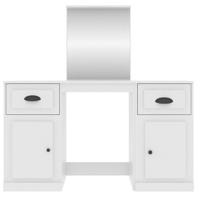 vidaXL Toaletna mizica z ogledalom bela 130x50x132,5 cm