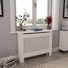 vidaXL Pokrov za radiator bel 112x19x81,5 cm MDF