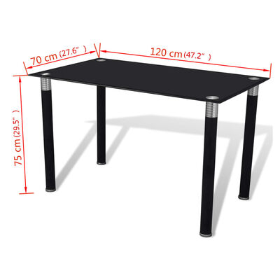 vidaXL Jedilna miza s stekleno površino črna