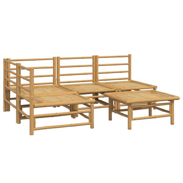 vidaXL Vrtna sedežna garnitura 5-delna svetlo sive blazine bambus