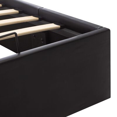 vidaXL Dvižni posteljni okvir črno umetno usnje 160x200 cm