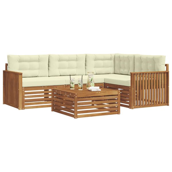 vidaXL Zunanja garnitura za sedenje z blazino 5 pcs Naravna in smetana