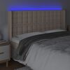 vidaXL LED posteljno vzglavje kapučino 147x16x118/128 cm umetno usnje