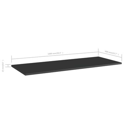 vidaXL Dodatne police za omaro 4 kosi visok sijaj črne 100x40x1,5 cm