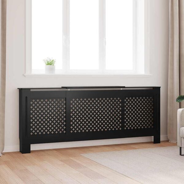 vidaXL Pokrov za radiator črn MDF 205 cm