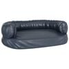 vidaXL Ergonomska pasja postelja iz pene tem. modra 60x42 cm um. usnje
