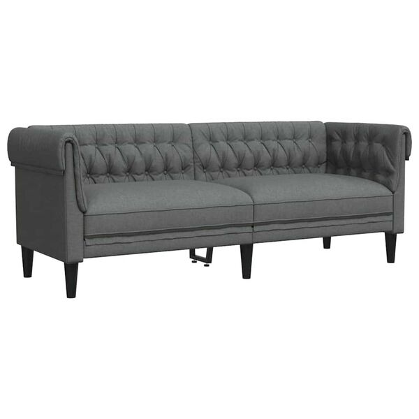 vidaXL Chesterfield sedežna garnitura z blazino Drugo Temno siva