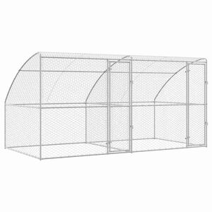vidaXL Pasja lopa 2 pcs srebrna 4 x 2 x 2 m Pocinkano jeklo